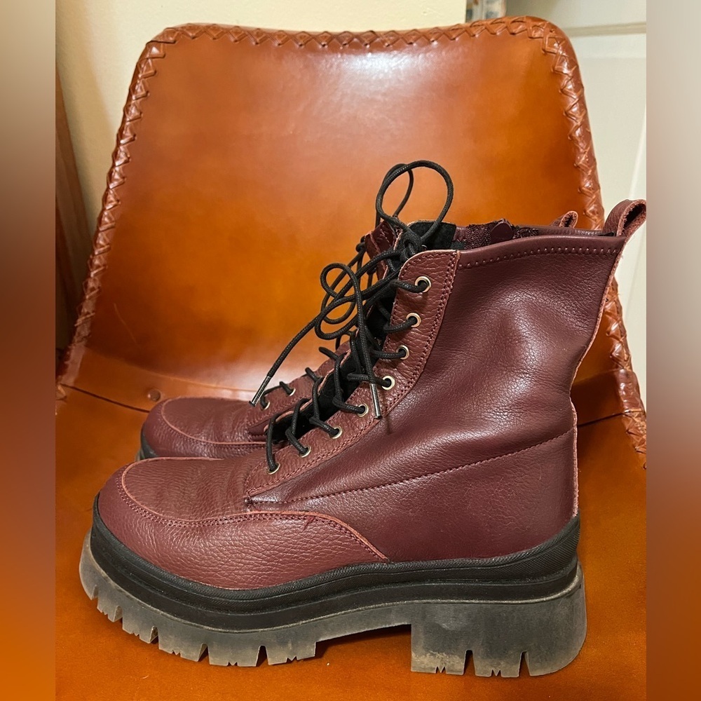 Free People Baxter lug sole boots in wine - Picture 4 of 10